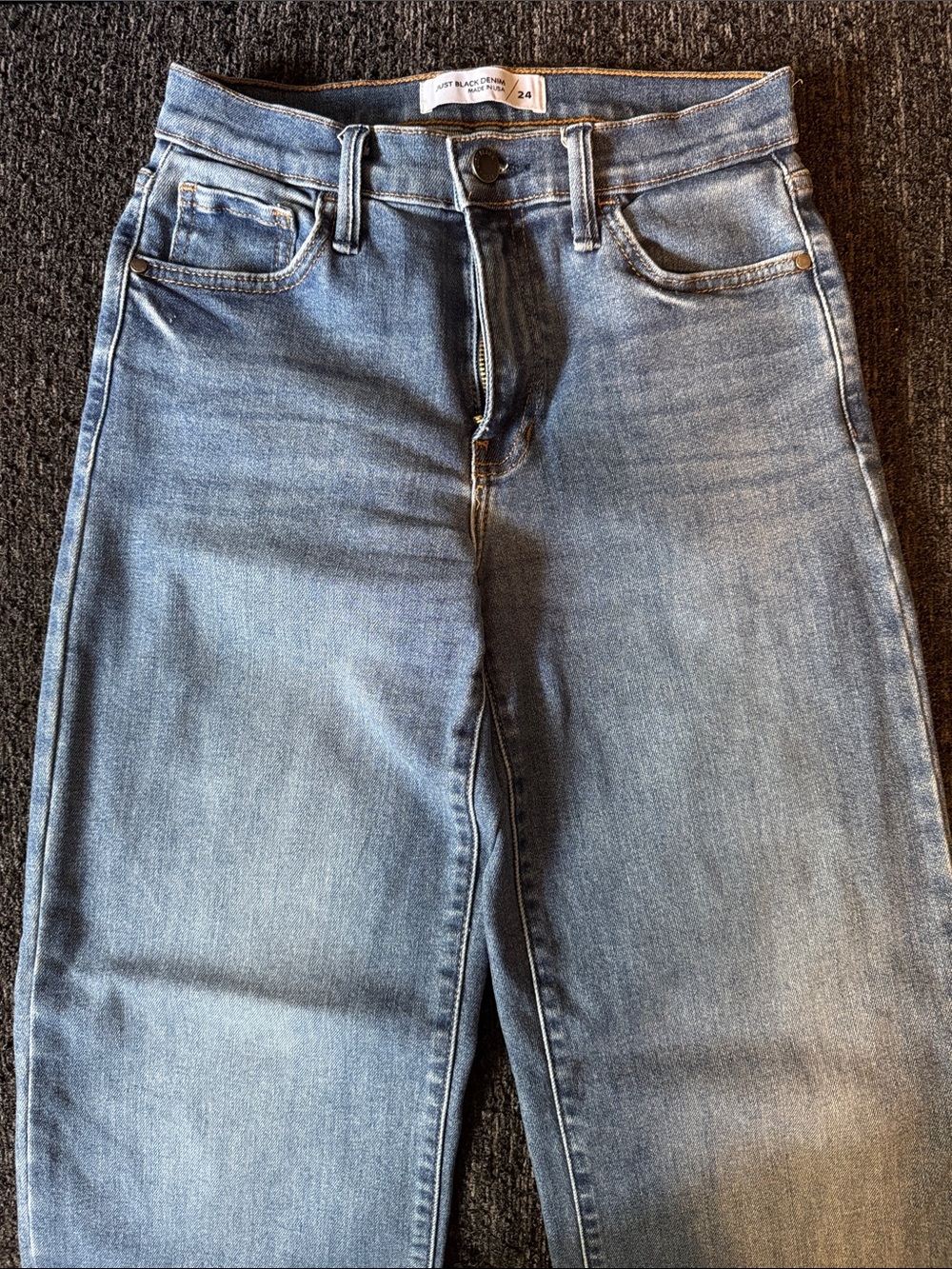 High-Rise Straight Leg Denim Jeans - Light Blue